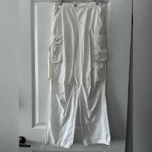 Patrizia Pepe Size 26 White Cargo Nylon Style Jogger Pants